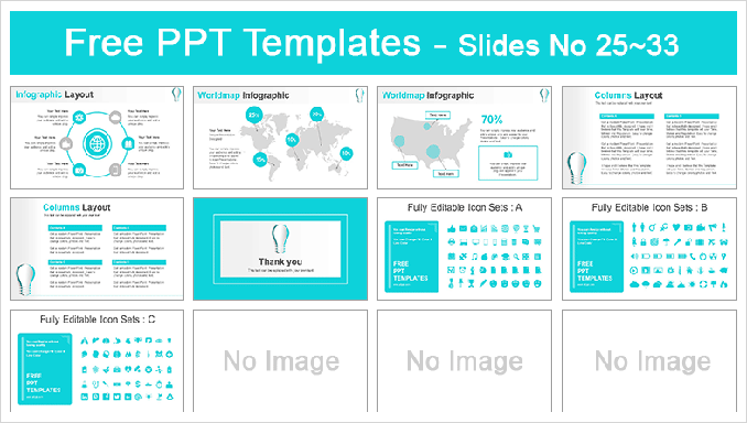 33页创意灯泡微立体商务PPT模板 - 顶尖PPT