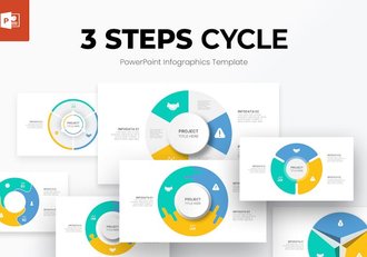 3步骤圆形循环信息图形PPT模板 - 顶尖PPT