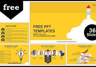 36页扁平化商务多用途PPT模板 - 顶尖PPT