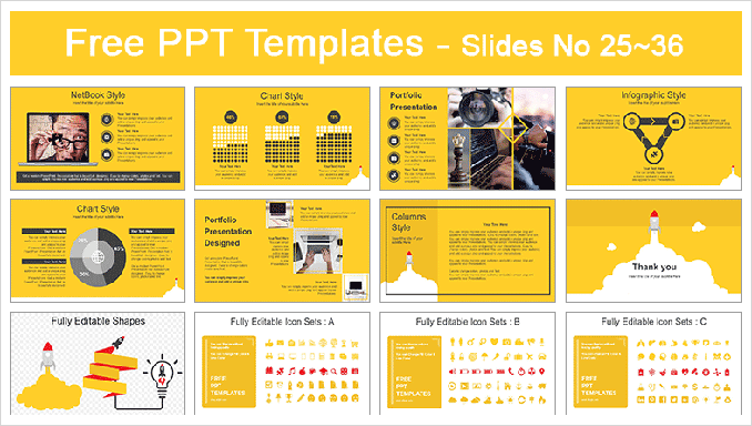 36页扁平化商务多用途PPT模板 - 顶尖PPT