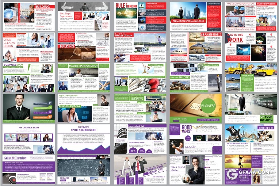 52页商业杂志报企业报刊PPT模板 6种主题配色 - 顶尖PPT