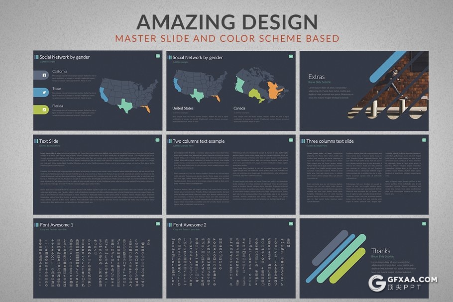 50页欧美高逼格商务多用途PPT模板 - 顶尖PPT
