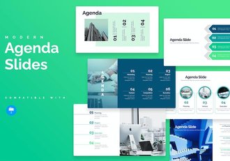 绿色商务会议议程日程安排信息图Keynote模板 - 顶尖PPT