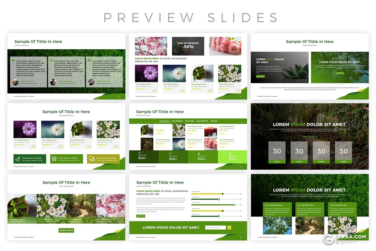 40页生态植物花卉展示介绍keynote模板 - 顶尖PPT