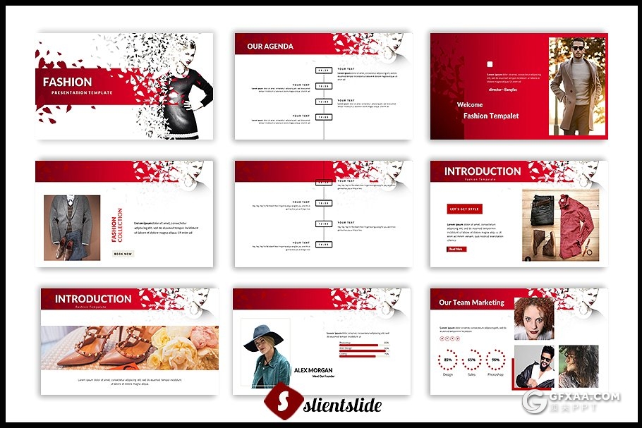 55页时尚流行男人装服装展示PPT模板 - 顶尖PPT