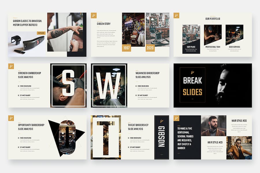 理发店剃须主题keynote板 - 顶尖PPT