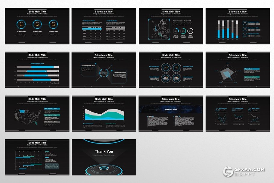 30页互联网未来科技风格PPT模板 两种尺寸比例 - 顶尖PPT
