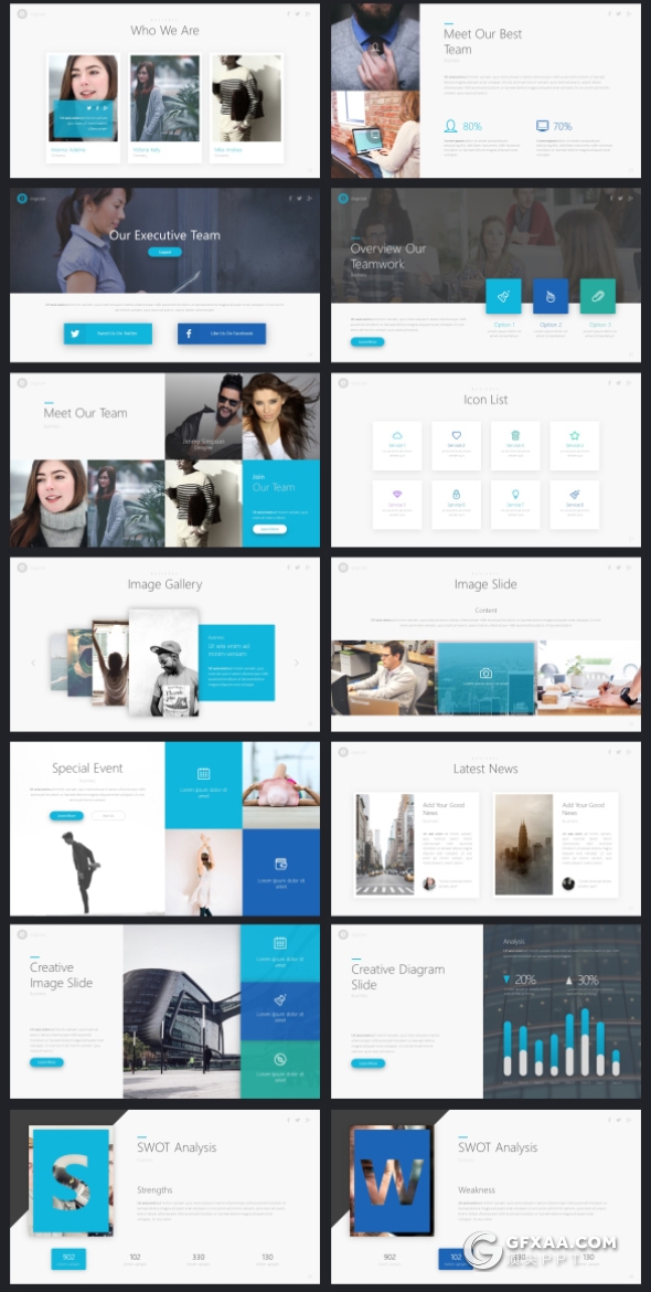 65页高逼格精致设计商务多用途PPT模板 21种主题配色 - 顶尖PPT