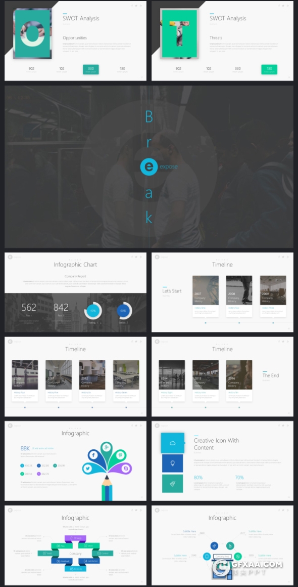 65页高逼格精致设计商务多用途PPT模板 21种主题配色 - 顶尖PPT