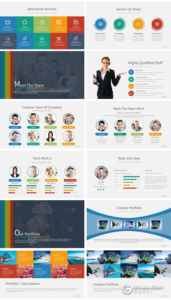 91页创意商务图形图表大合集商务多用途PPT模板 6种配色2种尺寸 - 顶尖PPT