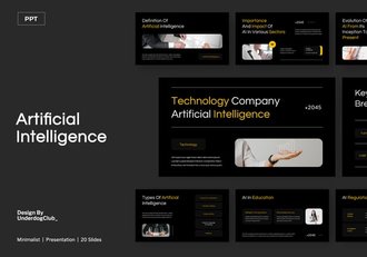 黑色系人工智能演示PPT模板 - 顶尖PPT