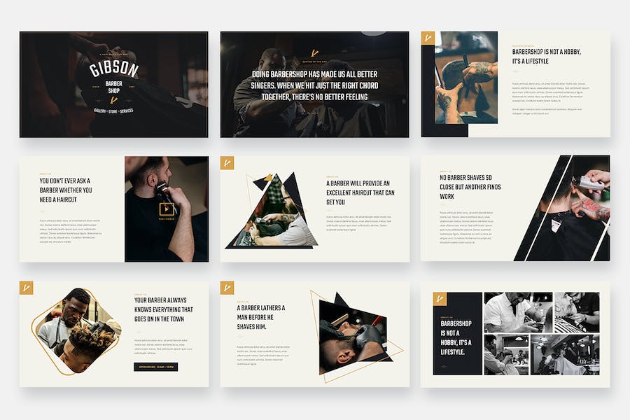 理发店剃须主题keynote板 - 顶尖PPT