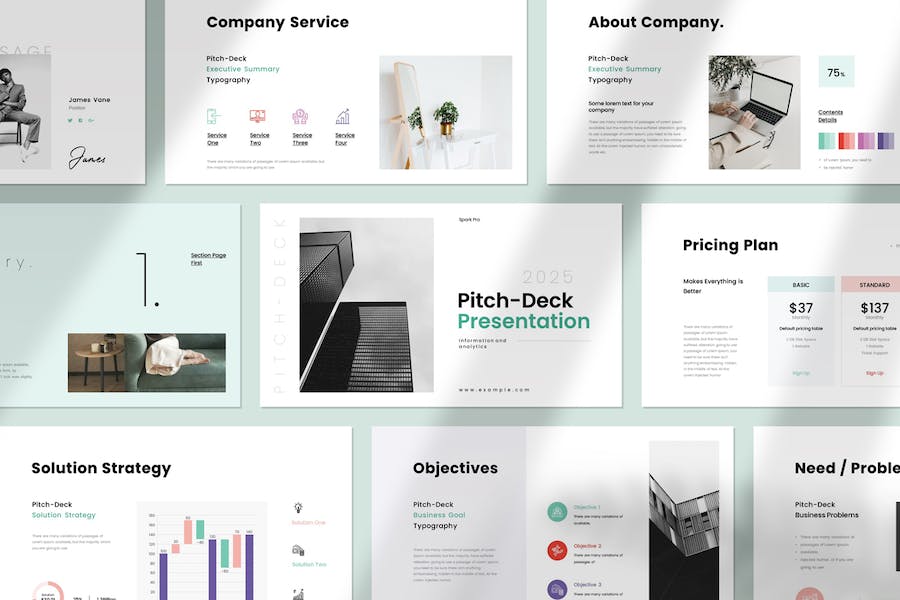 清新简约风格工作总结公司介绍PPT模板 - 顶尖PPT