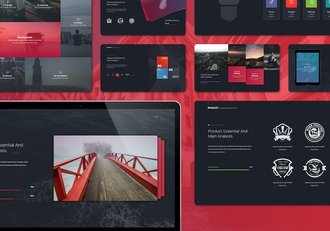 黑色系欧美商务企业年度汇报数据图形keynote模板 - 顶尖PPT