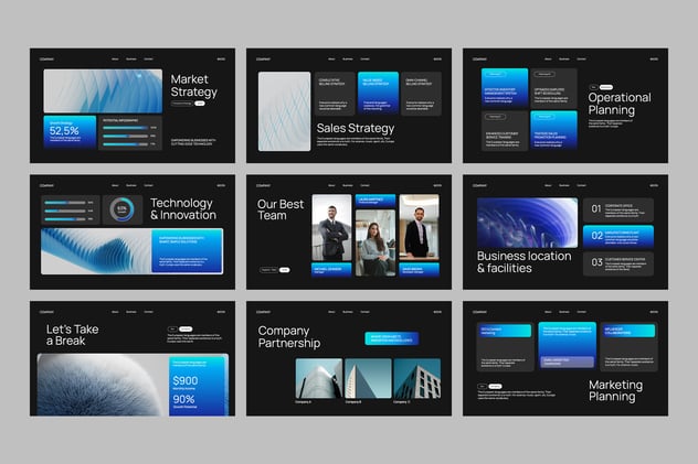 黑蓝现代商业计划书关键Keynote模板 - 顶尖PPT
