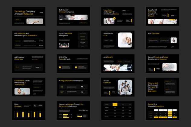 黑色系人工智能演示PPT模板 - 顶尖PPT