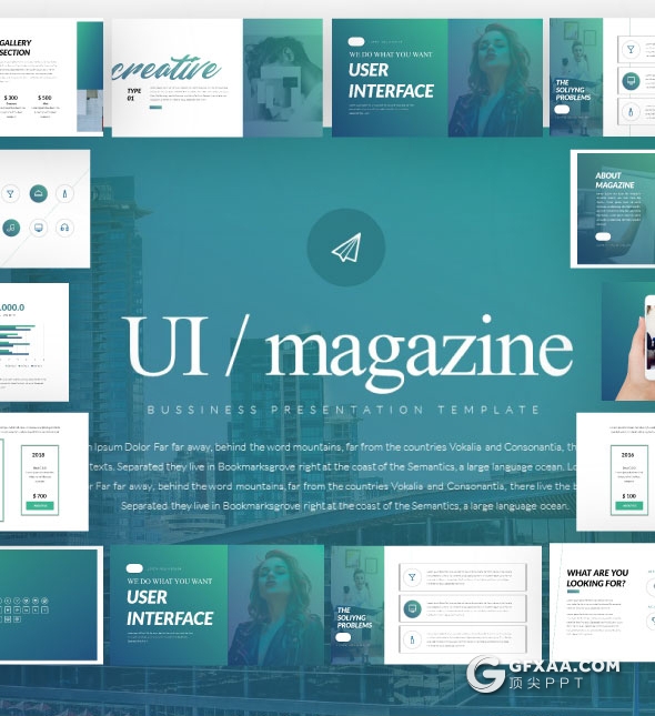 50页欧美商务UI杂志风格PPT模板 - 顶尖PPT