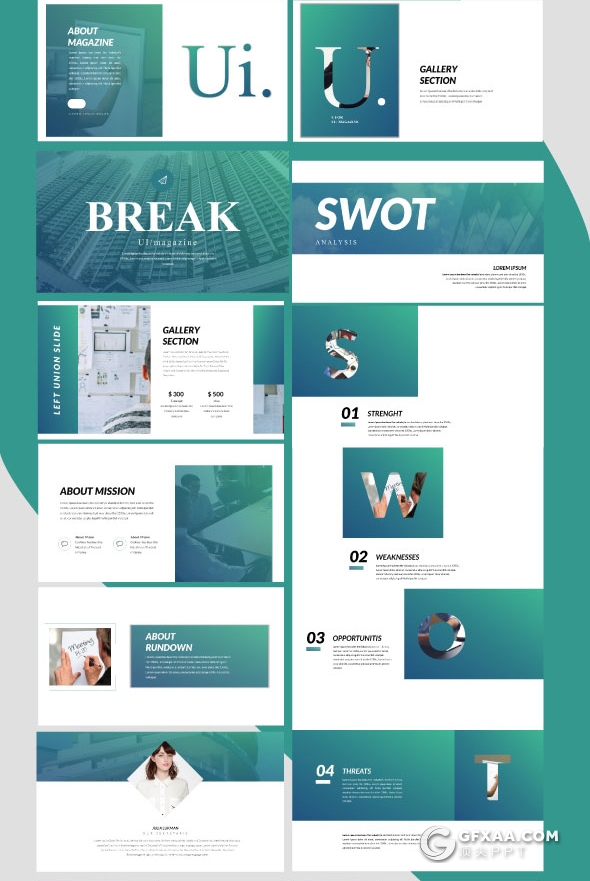 50页欧美商务UI杂志风格PPT模板 - 顶尖PPT