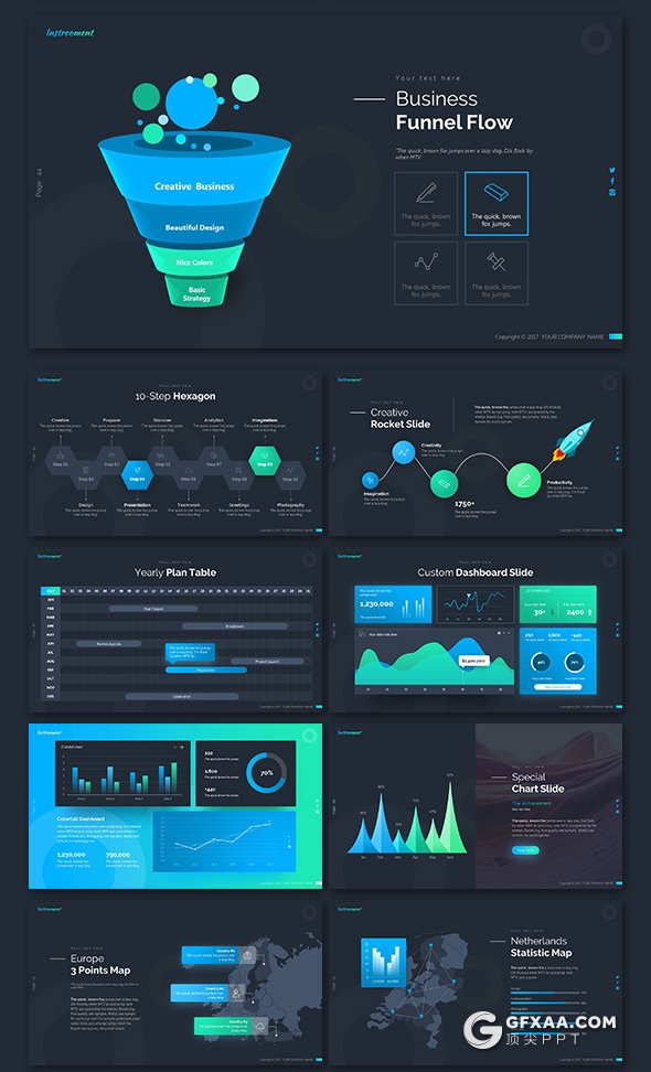 65页15种配色主题国外高端PPT神作 - 顶尖PPT
