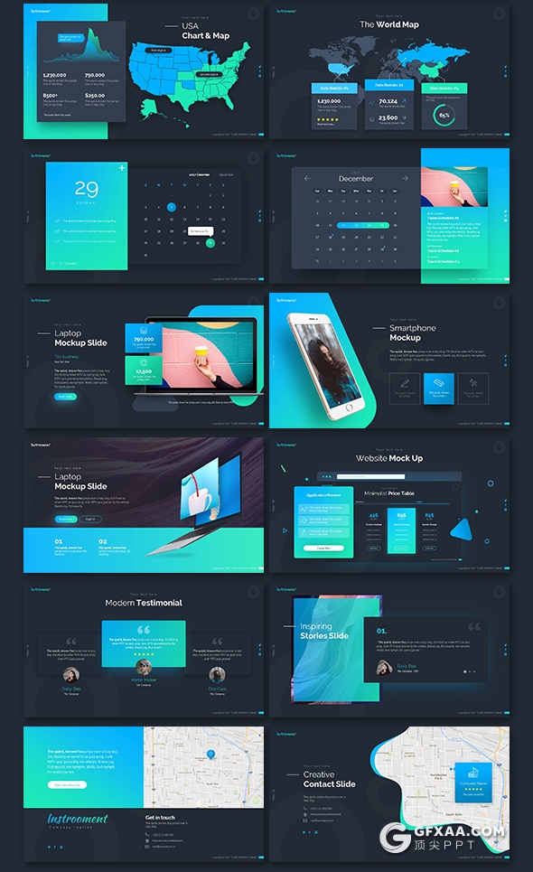65页15种配色主题国外高端PPT神作 - 顶尖PPT