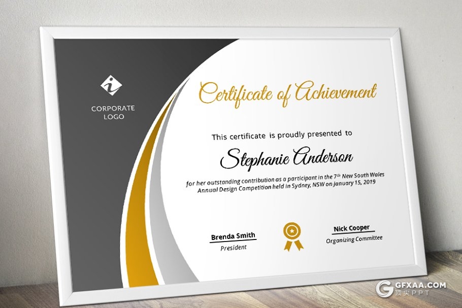 授权证书奖状PPT模板 5种配色主题 - 顶尖PPT