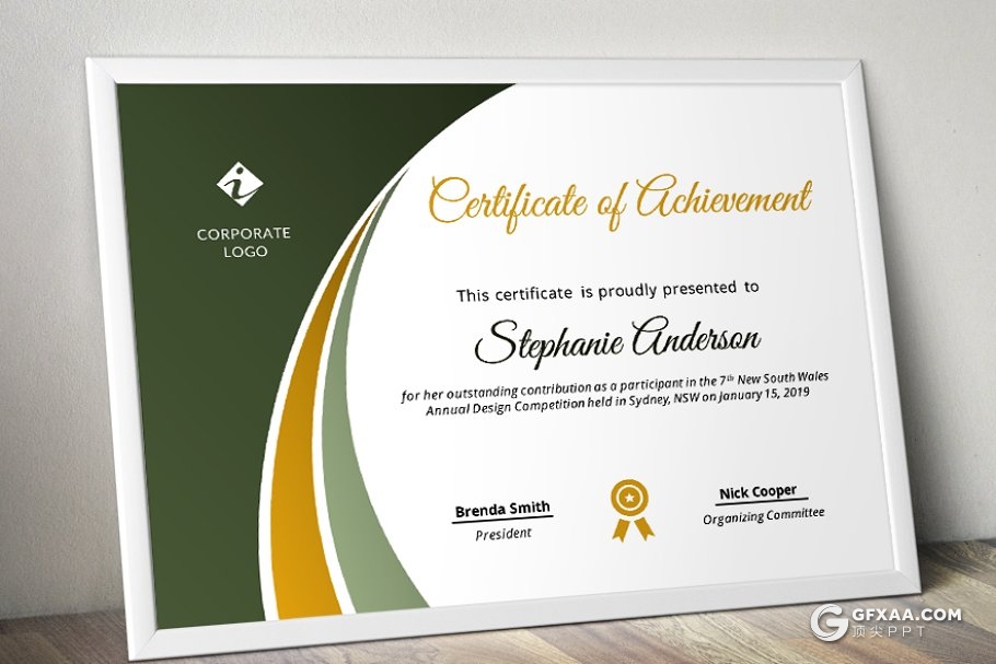 授权证书奖状PPT模板 5种配色主题 - 顶尖PPT