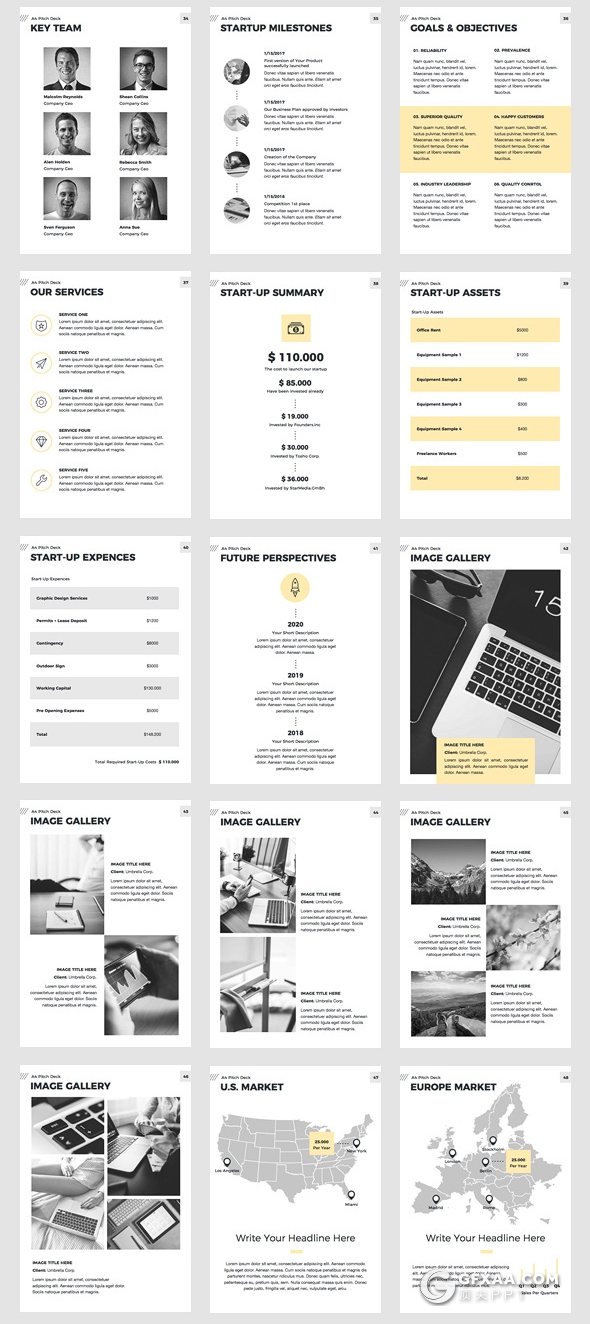 58页A4规格简约画册PPT模板 - 顶尖PPT
