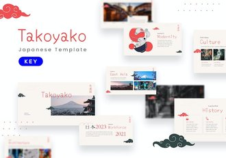 章鱼烧美食餐饮推广宣传Keynote模板 - 顶尖PPT