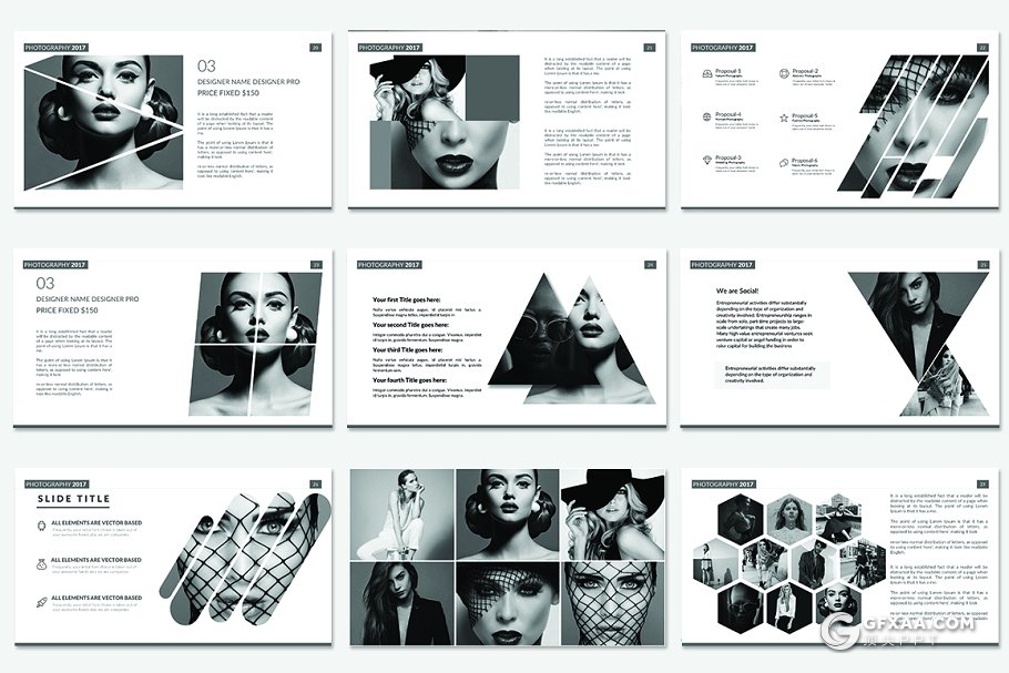 32页黑色系杂志商务风格PPT模板 - 顶尖PPT