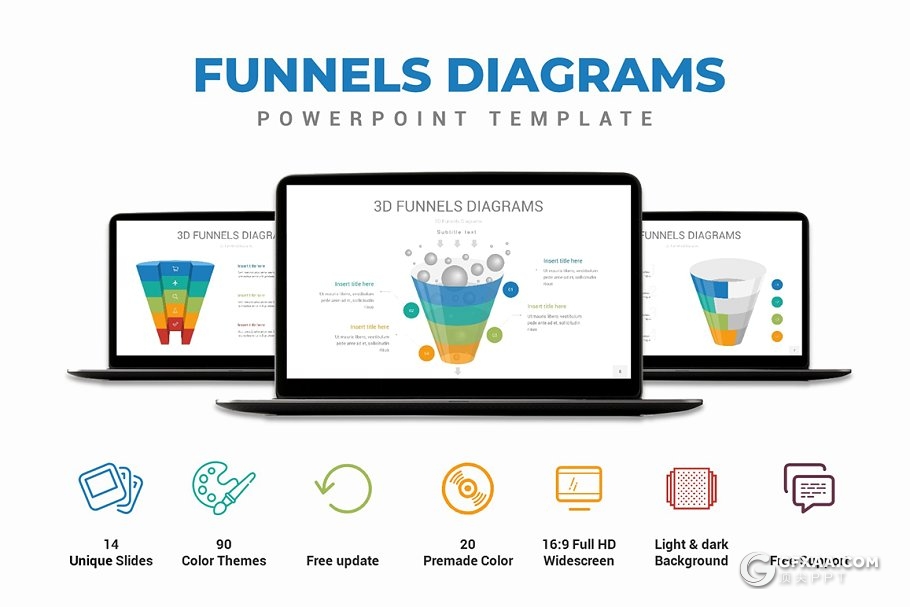 创意锥形漏斗数据图形PPT模板 - 顶尖PPT