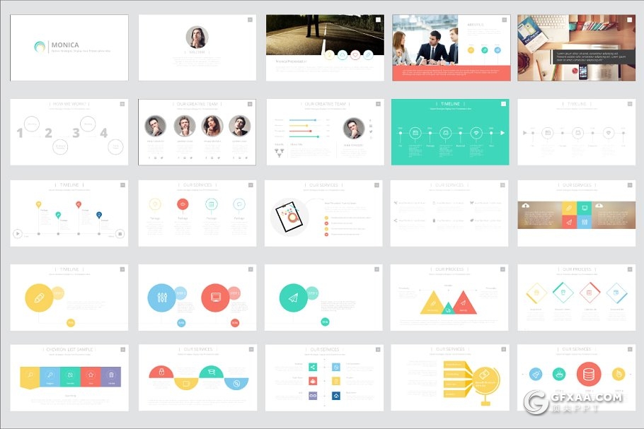 98页3种配色 欧美扁平化商务多用途PPT模板 - 顶尖PPT