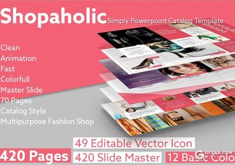 72页6种配色时尚杂志风格PPT模板 - 顶尖PPT