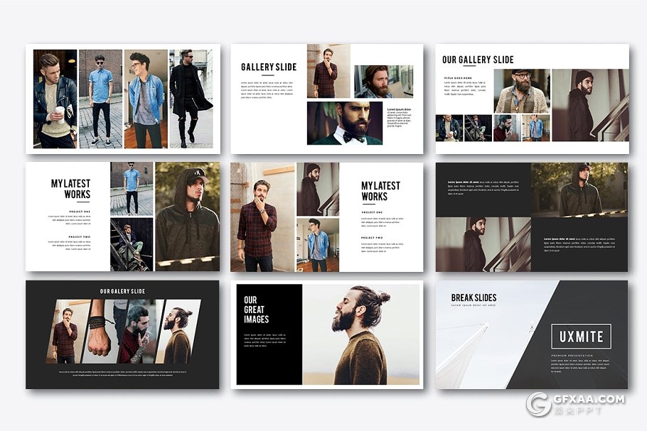 40页简约风格男人装服饰展示PPT模板 - 顶尖PPT