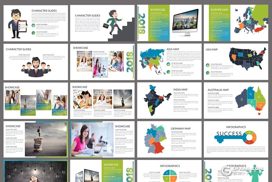 欧美风格渐变色系商务工作总结汇报PPT模板 - 顶尖PPT