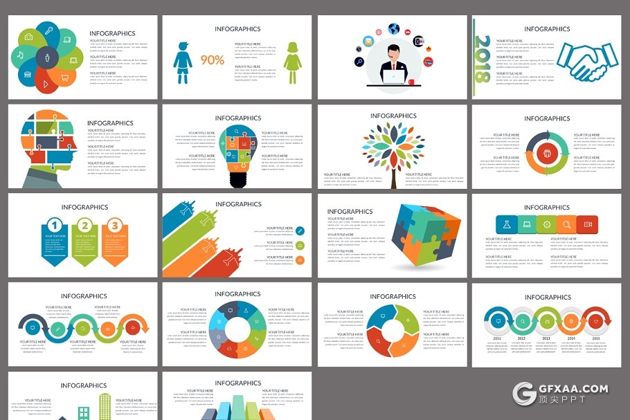 欧美风格渐变色系商务工作总结汇报PPT模板 - 顶尖PPT