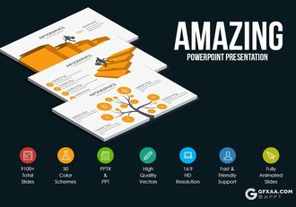 90页扁平化商务工作汇报PPT模板 - 顶尖PPT