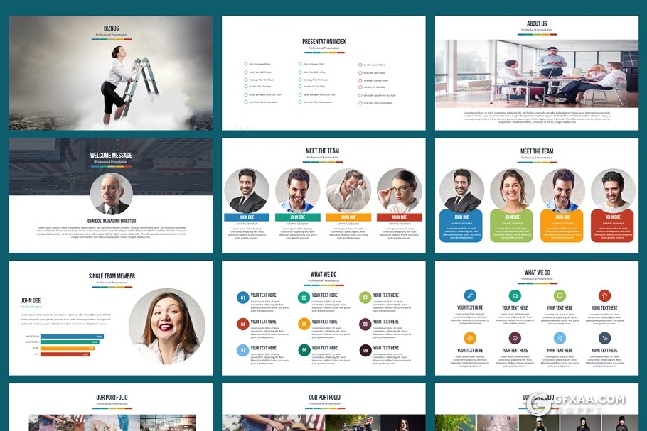 77页精美图形设计 欧美商务风格PPT模板 - 顶尖PPT