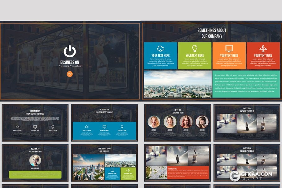 22页多种色彩欧美商务多用途PPT模板 - 顶尖PPT