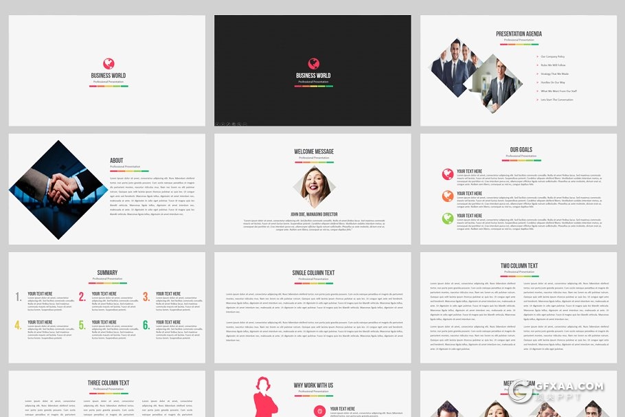 110页小清新配色精美图形欧美商务PPT模板 - 顶尖PPT