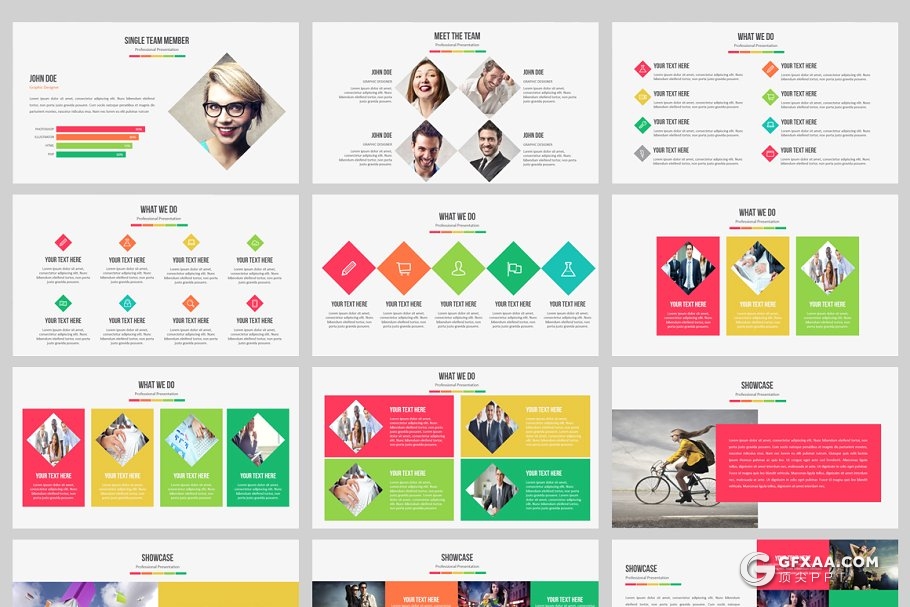 110页小清新配色精美图形欧美商务PPT模板 - 顶尖PPT