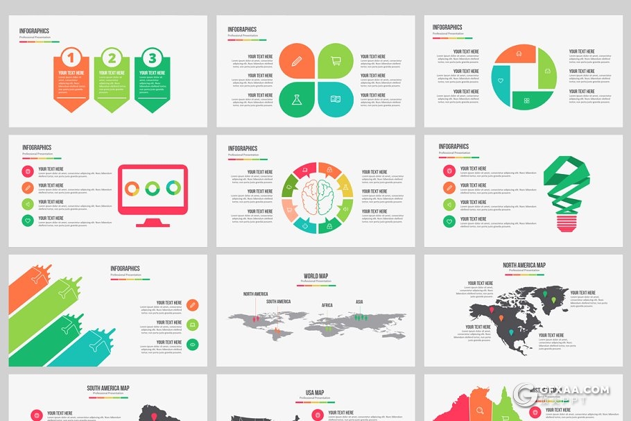 110页小清新配色精美图形欧美商务PPT模板 - 顶尖PPT