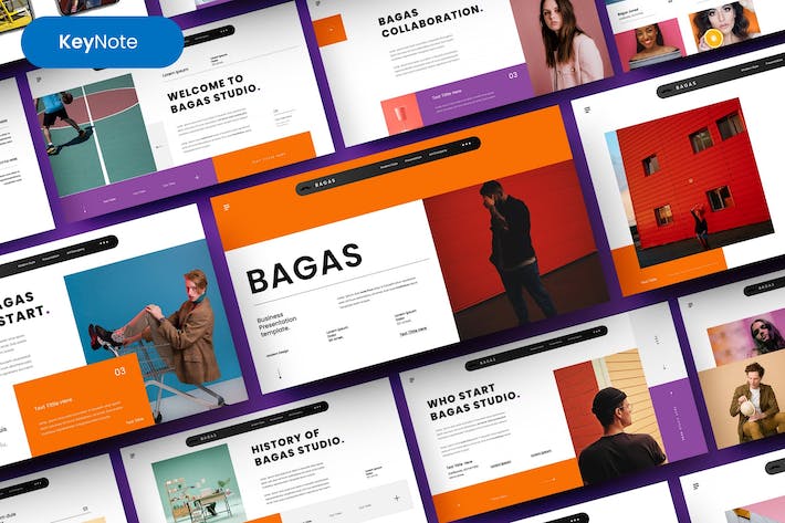 国外市场流行风格服装模特摄影展示keynote模板 - 顶尖PPT