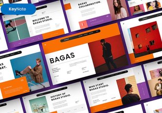 国外市场流行风格服装模特摄影展示keynote模板 - 顶尖PPT