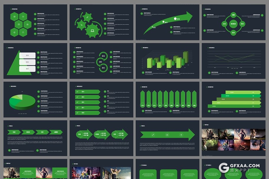 41页绿色商务图形大合集PPT模板 - 顶尖PPT