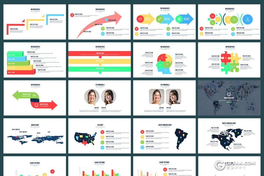 70页欧美多色搭配设计商务多用途PPT模板 - 顶尖PPT