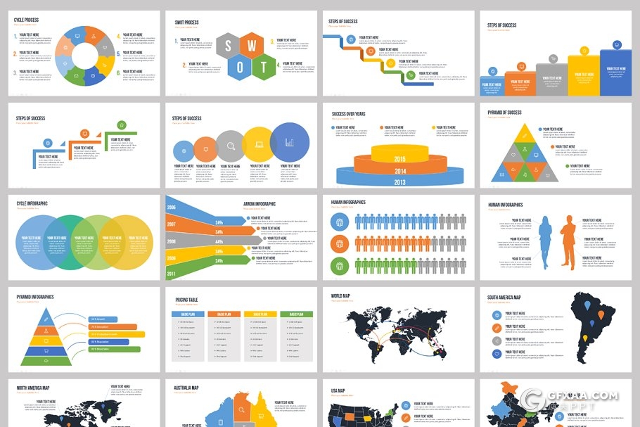 100页欧美扁平化商务多用途PPT模板 - 顶尖PPT