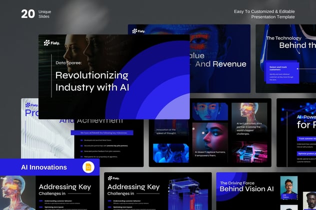AI创新技术发布会PPT模板 - 顶尖PPT