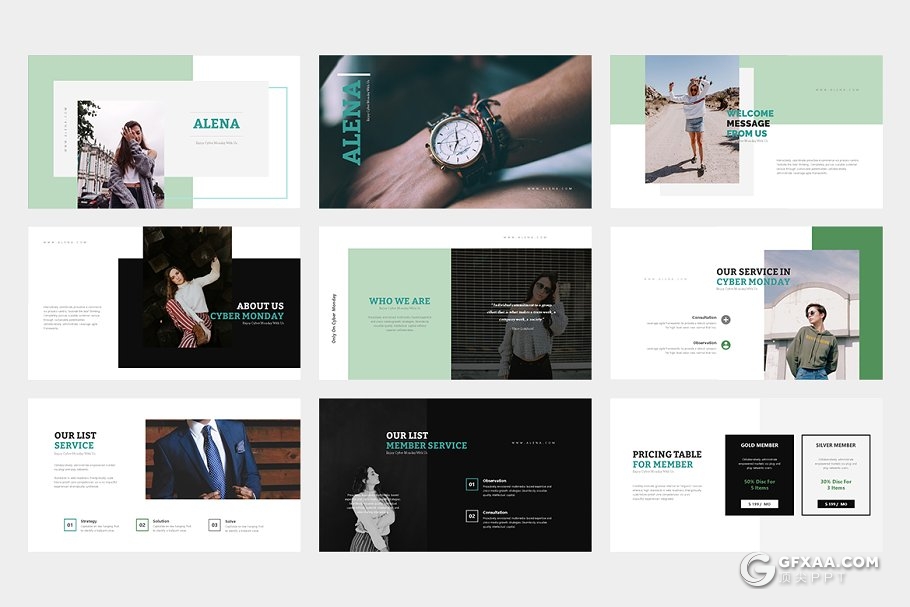 62页极简风格模特人物展示PPT模板 - 顶尖PPT