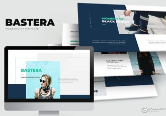 62页极简风格模特人物展示PPT模板 - 顶尖PPT