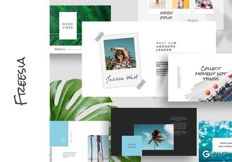 55页极简清新风格摄影图片展示PPT模板 - 顶尖PPT